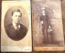 2 Antique Victorian CDV Photos 1878 Australia & Reigate Surrey Named Portrait picture