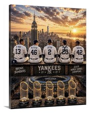 New York Yankees Dynasty Canvas 16x20 2009 Champions Jeter A-rod Rivera Petite picture