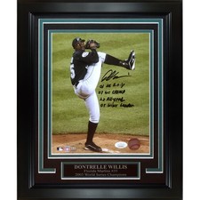 Dontrelle Willis Autographed Florida Marlins Deluxe Framed 8x10 Photo w/ Stat In picture