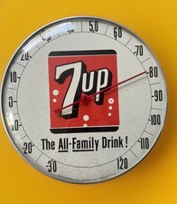 Rare Vintage 1956 Original 7up The All Family Drink 12” Glass Face Thermometer picture