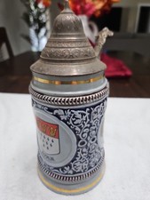 VTG German Style Beer Stein With A Pewter Lid H 8.25” 55 picture