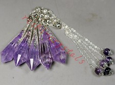 5pcs Wholesale Natural Amethyst Quartz Crystal Pendulum Dowsing Point Divination picture