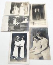 Lot of 5 Antique RPPC Real Photo Postcards Women Friends Sisters Portraits picture
