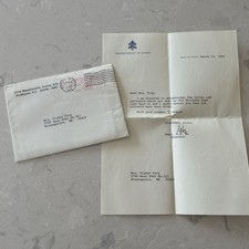 1983 Vatican Letter & Envelope SET Pope John Paul II Era Apostolic Nunciature DC picture