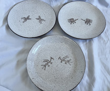 VTG Santa Barbara Ceramic Design set 3 rare primitive wild animal plates. 11