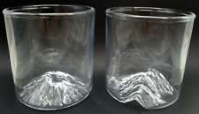 North Drinkware Hand Blown Pair (2) Clear 3D Mountain Peaks Glasses St. Helens picture