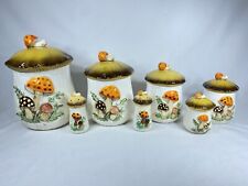 Vintage 1970’s Japan Merry Mushroom 5 Pc Complete Canister Set W/ S & P Shakers picture