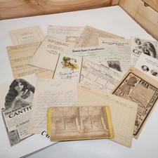 17 antique papers 1910 -1919 ephemera paper pack postcard handwritten letter C41 picture