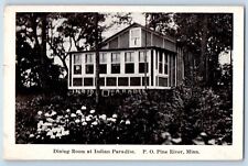 Pine River Minnesota MN Postcard Dining Room Indian Paradise Exterior View 1910 picture