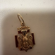 Vintage 14k Gold Masonic 32nd Degree Eagle Scottish Rite Hinged Pendant Fob 8.4g picture