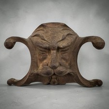 ARCHITECTURAL GREEN MAN Gothic French Carved Wood Wooden Vintage WALL ART PIECE  picture