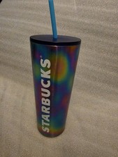 Starbucks Oil Slick Rainbow Venti Tumbler 24 oz Iridescent Stainless Steel 2023 picture