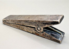 Vintage Sterling Silver Tie Clip Bar Engine Turned Monogram 29.5g Heavy picture
