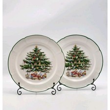 Vintage The Cellar Yuletide Christmas Tree Plate Set of 2 Japan Vintage 1992 picture
