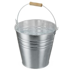 12in Large Galvanized Metal Bucket Rustproof Ice Pail with Wood Handle For Party picture