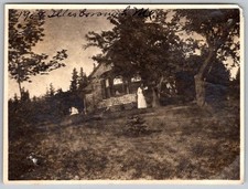 Vtg B&W Snapshot Woman By Cottage Stilesborough 1908 Women picture