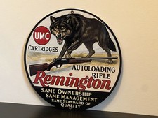 Hi Gloss Remington Umc Wolf Hunting Vintage Style Metal Sign picture