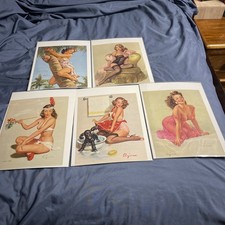 Original 1950s Gil Elvgren Calendar Tear Outs Lot Of 5 Pinup Art Pages picture