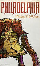 Vintage 1968 Philadelphia United Airlines Promotional Travel Poster - New - picture