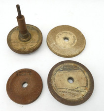 Vintage Norton Grinding Wheel Lot Worcester MA 3”–4” Machinist Tool Decor picture
