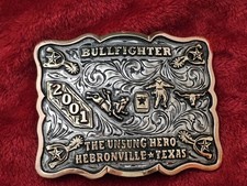Bullfighting X~Treme☆2001☆RODEO CHAMPION☆TROPHY BUCKLE☆Hebronville Tex☆Rare☆283 picture