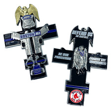 FF-003 Red Sox inspired Boston Police Thin Blue Line St. Michael Cross Challenge picture