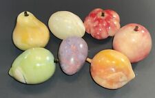 VTG 1970s Spanish Alabaster Stone Pieces 6 Fruit 1 Egg Set picture