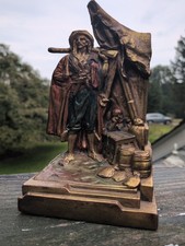 Antique 1920s Paul Herzel Pompeian Bronze Clad Pirate Bookend Art Deco Display picture