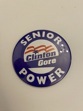 Senior Power Clinton Gore Pin Back Button P16 picture