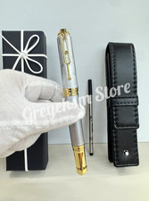 MONTBLANC Victor Hugo Writers Edition Silver Resin Rollerball Pen, Pouch& Refill picture