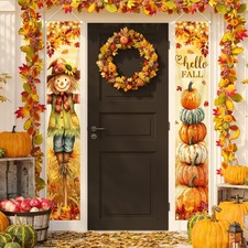 Hello Fall Porch Banner Autumn Scarecrow Pumpkin Fall Banner Harvest Decor picture