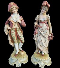 Antique German Wallendorf Pair Porcelain Figurines Courting Couple picture