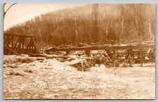 c1927 CVRR Flood Damaged Bridge Montpelier Vermont VT RPPC Real Photo Postcard picture