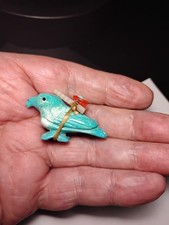 Vintage Native American Zuni Turquoise Bird Fetish Hawk Eagle picture