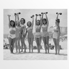 1950s Muscle Beach Women Weightlifters California Gicllee Fine Art Print picture
