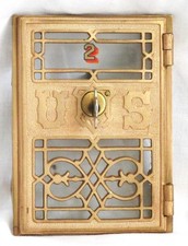 Very Rare PO Box Door - Yale Lock MFG - 1877 with working key -Cast Brass picture
