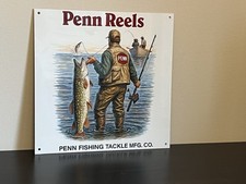 Penn Reels Fishing Tackle Advertising Vintage Style Metal Sign picture