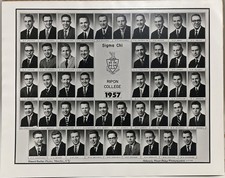 Vintage 1957 Sigma Chi Ripon College Fraternity Members Photograph picture