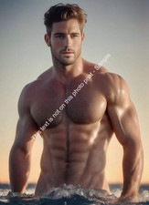 Nude Male Model Handsome Men Muscular Naked Gay Man 5x7 Vintage Photo M854 picture