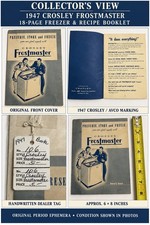 1947 Crosley Frostmaster Freezer Recipe Instruction Booklet Dealer Tag picture