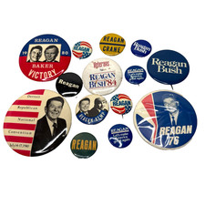 Ronald Reagan Campaign & Debate Pinbacks Political Buttons 1980s - Lot of 14 picture