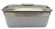 Rare 1920s Abercrombie & Fitch Enamelware Stainless Steel Picnic Container/Tin picture