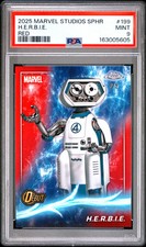 2025 Topps Marvel Studios Chrome Sapphire H. E. R. B. I. E. Red /5 Avenger PSA 9 picture