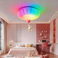 RGB Led Flush Mount Kids Room Ceiling Light with Remote Control,18Inch 32W 3000- picture
