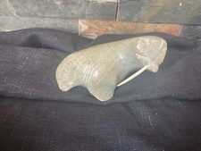 Vintage Alaska Soapstone Carving Walrus Signed Bekoalook picture