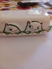 Holt Howard 1958 Cozy Kitten Butter Dish with Cover Cute Tiny Production Flaws picture