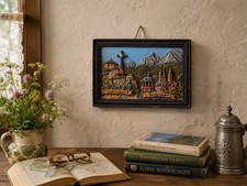 Vintage German 3D Wax Wall Plaque Berchtesgaden Kehlsteinhaus Alps 11x8 Decor picture