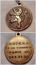 Rare 1965-70 Peugeot SODEXA Paris Lion Keyring Fob Automobile Stamped Medallion picture
