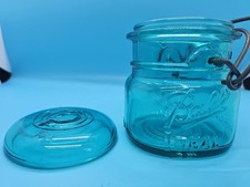 Vintage 1976 Ball Bicentennial Aqua Blue Glass Jar Eagle Wire Bail Lid 1776-1976 picture