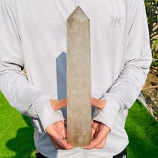 3.13lb Large Natural Clear Obelisk Quartz Crystal Wand Point Specimen Healing picture